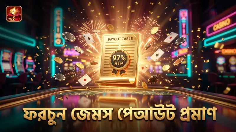 গেমের পেআউট টেবিল ও ৯৭% আরটিপি যাচাইয়ের প্রমাণ।